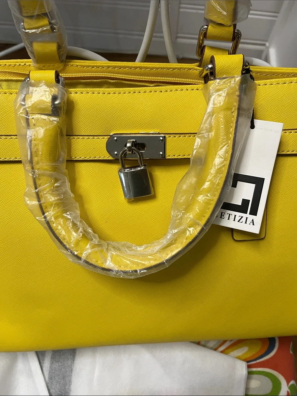 Leather Yellow Structured Top-Handle Satchel
